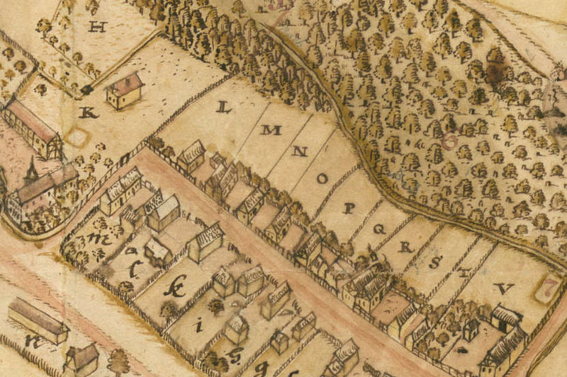 Abbildung C 48 IX, Lit. C Nr. 168: Eigentlicher Grundriss und Prospekt des hochadligen Dorfes und Rittergutes Kossa mit dazu gehörenden Teichen und Gehölzen (1704). Mit Klick zum Digitalisat im Viewer gelangen.
