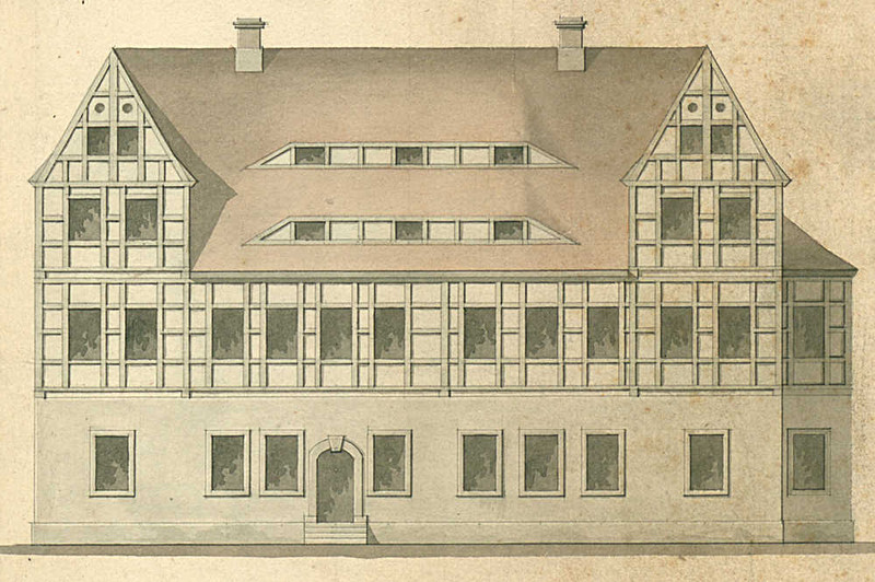 Abbildung C 48 IX, Lit. E Nr. 42 Zeichnung von dem Amtshaus in Seyda (undatiert). Mit Klick zum Digitalisat im Viewer gelangen.