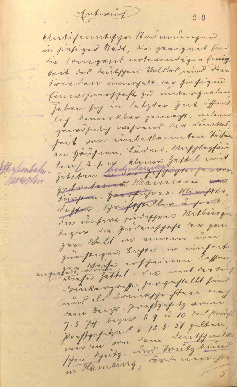 Seite 1 des Entwurfs der Mitteilung des Polizeipräsidiums für die Volksstimme vom 6. September 1920 (LASA, C 29, Nr. 150, Bl. 209)